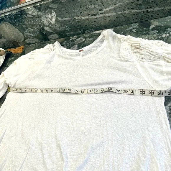 Free People Oversized Linen Cotton Blend Ruched Long Sleeves Top Sz Large - Picture 10 of 14